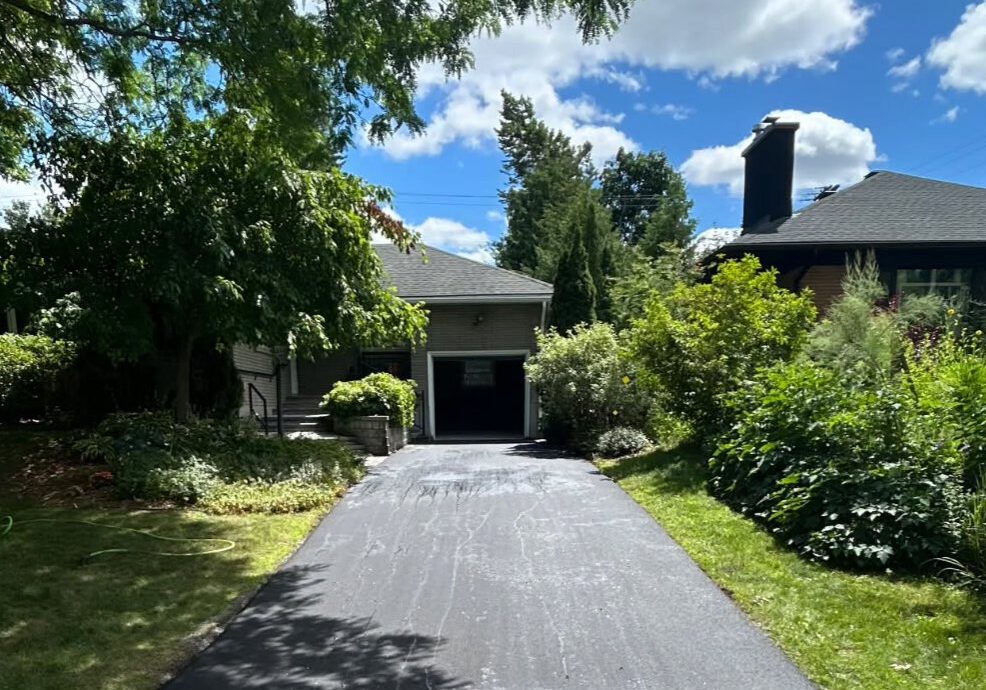 Freshly paved asphalt driveway